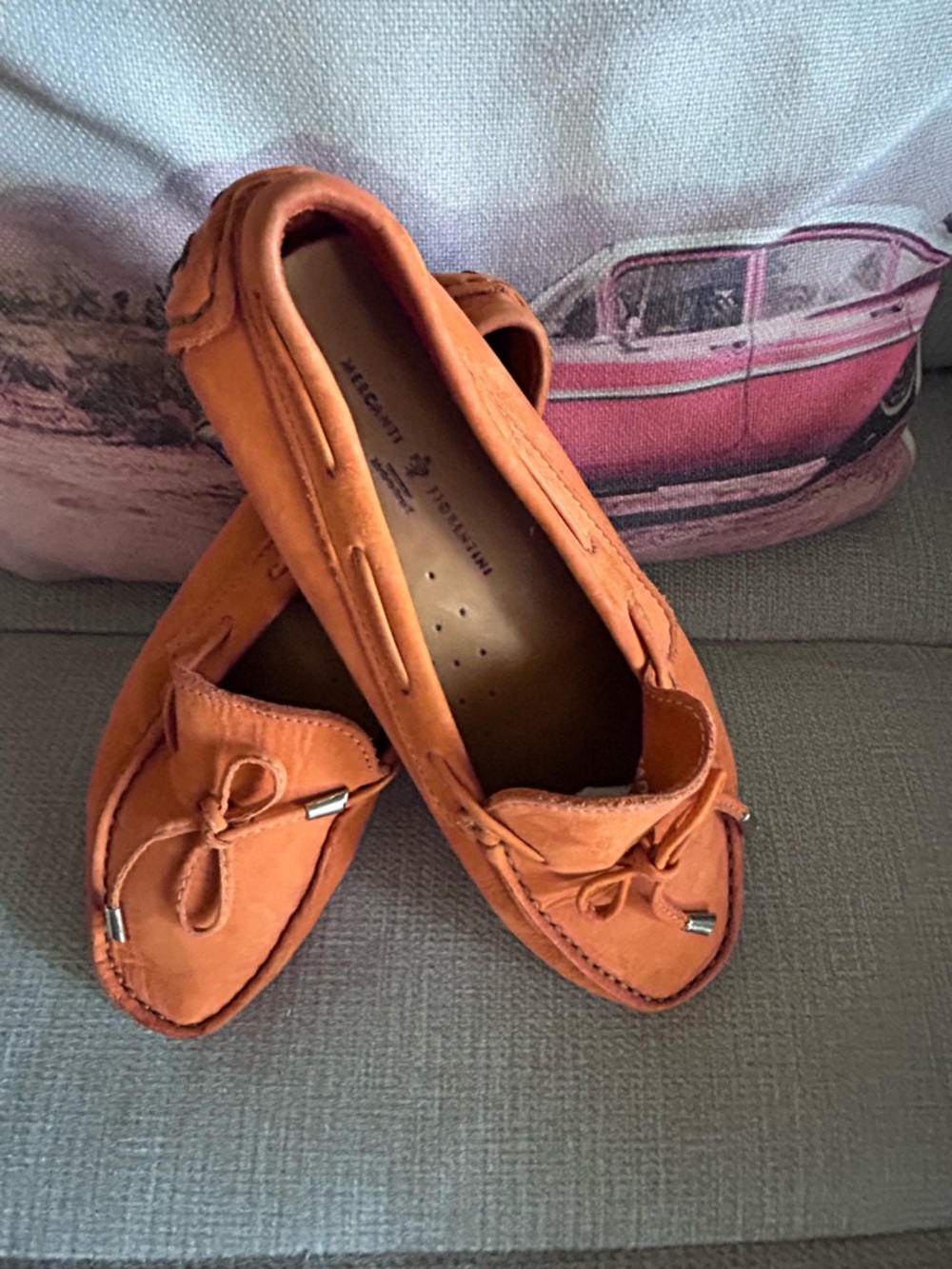 Mercanti Fiorentini. Orange Suede Women’s Moccasin Loafers - Slip-On Comfort